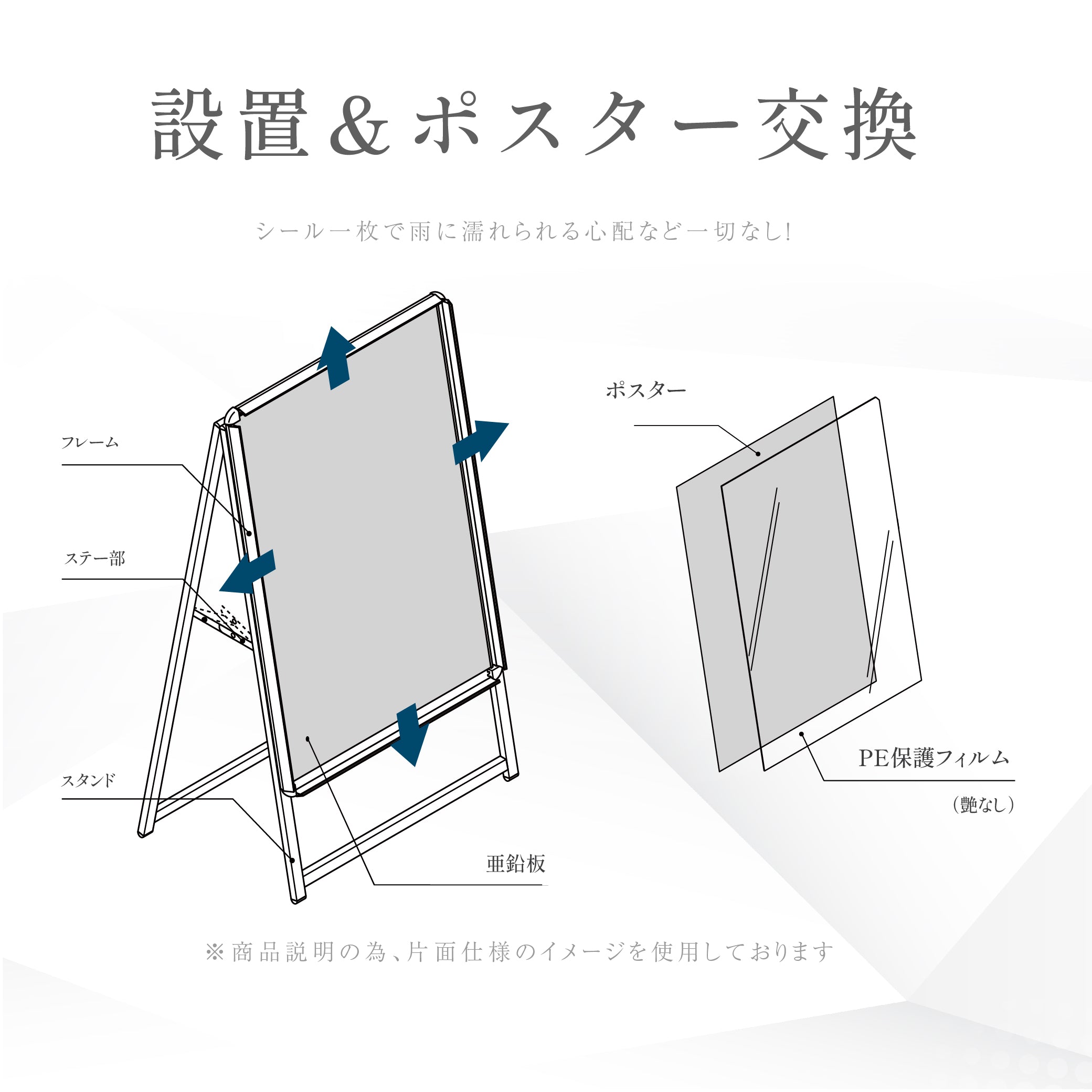 A型スタンド看板 激安コスパタイプ A1 両面 シルバー jc-a1-d-low