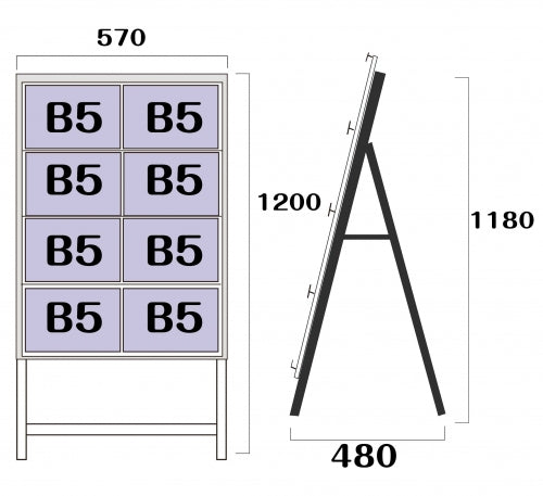 カードケーススタンド看板 ハイタイプ B5横8 片面 シルバー kdks-b5y8kh