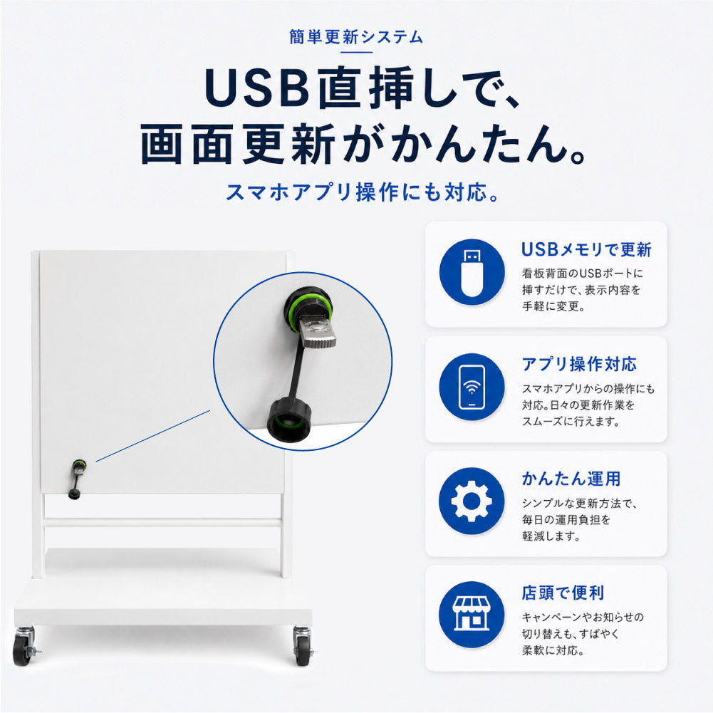 LEDビジョンスタンド看板 自立型 片面 屋外用 USBメモリー 高輝度 防水仕様 p2976-od-500-500