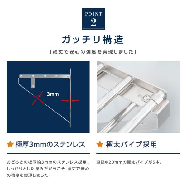 日本製 パイプ棚 業務用 水切棚 ステンレス 幅1500mm×奥行き300mm ステンレス製 吊り棚 つり棚 厨房棚 キッチン収納 ウォール