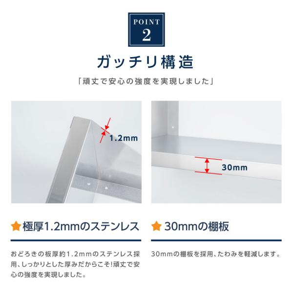 ステンレス製 棚 シェルフ キッチン平棚 幅約1500mmx奥行約