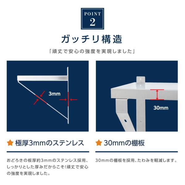 日本製造 ステンレス製] 業務用 キッチン平棚 幅900mm×奥行き300mm
