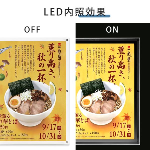 LEDポスターパネル アクリルフレーム 屋内用 A2 薄型 W504×H678mm ポスターフレーム LEDパネル T001-A2