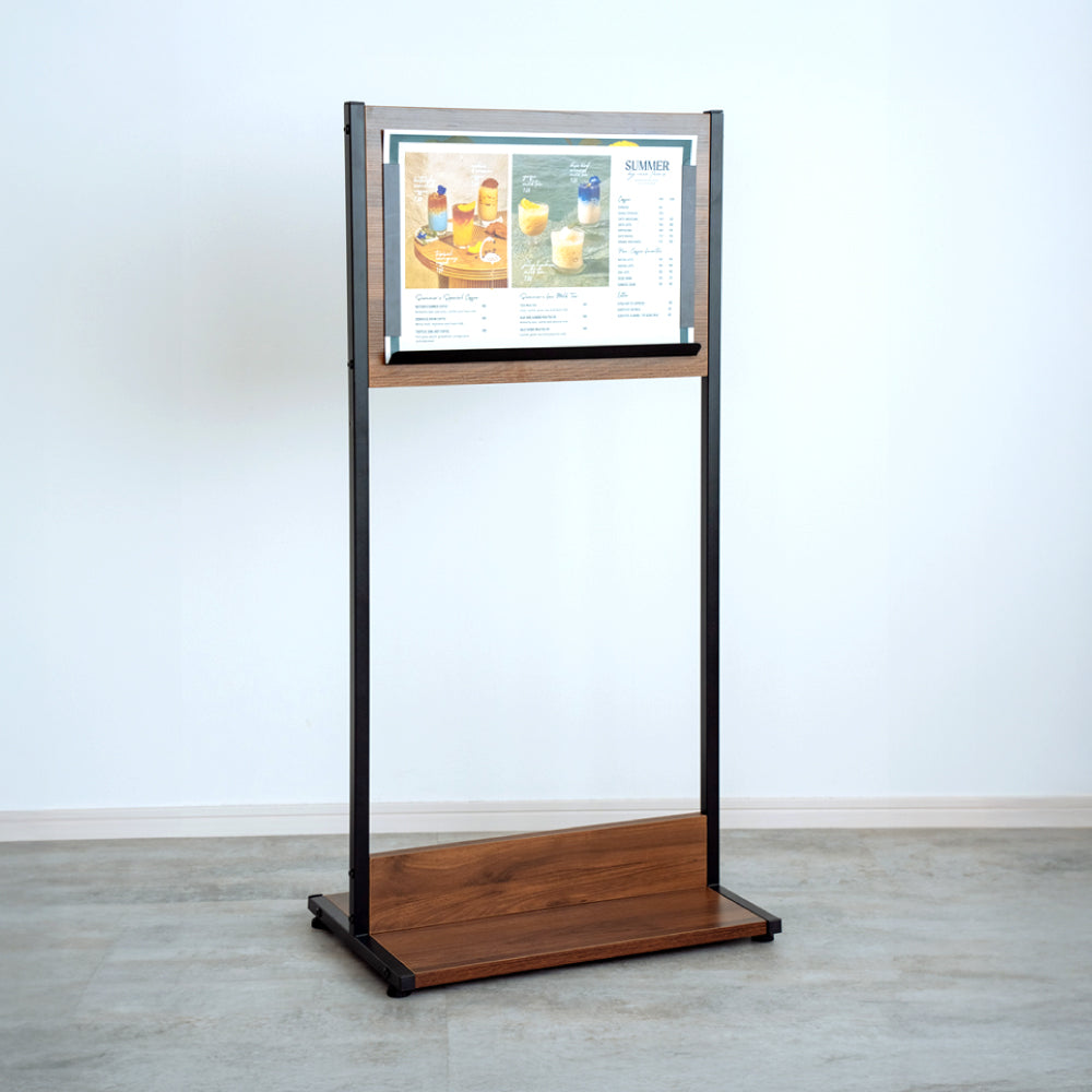 木製 メニュースタンド 案内板 A3サイズ 横置き磁石止め ウォルナット色　 TMS-110