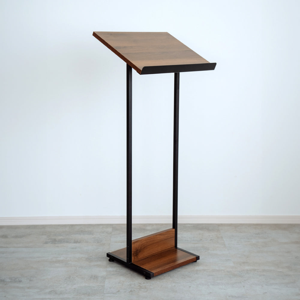 斜めタイプ木製 メニュースタンド 案内板 A3サイズ 横置き磁石止め ウォルナット色　TMSX-110