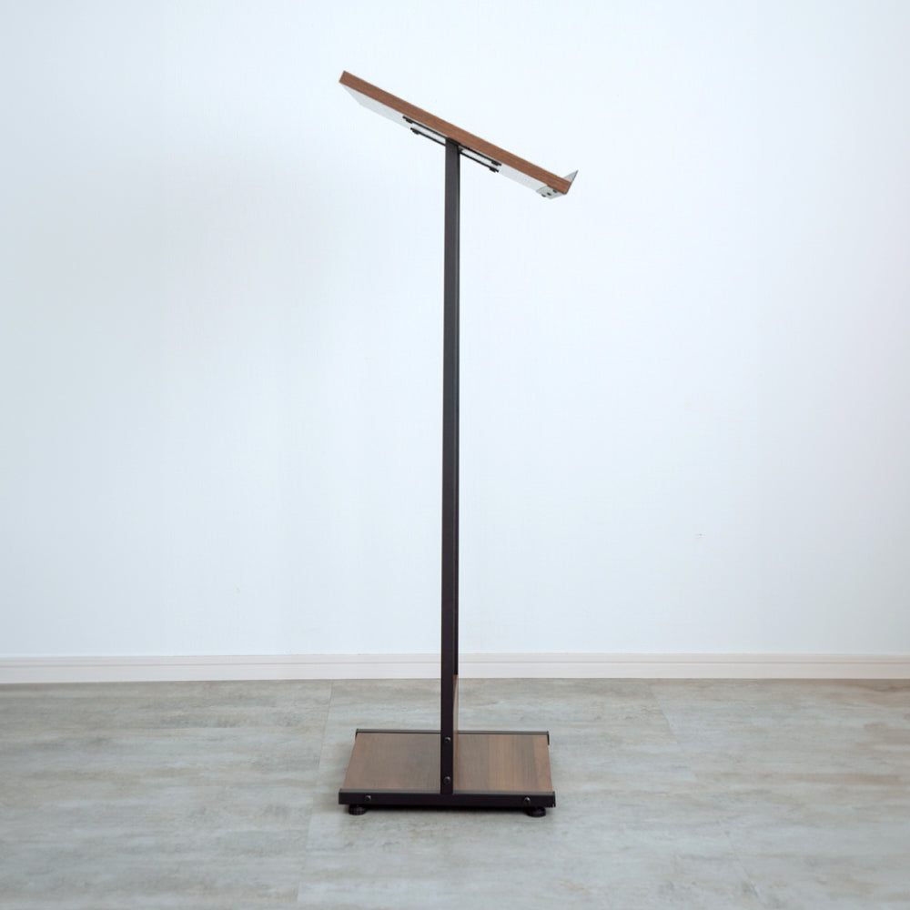 斜めタイプ木製 メニュースタンド 案内板 A3サイズ 横置き磁石止め ウォルナット色　TMSX-110