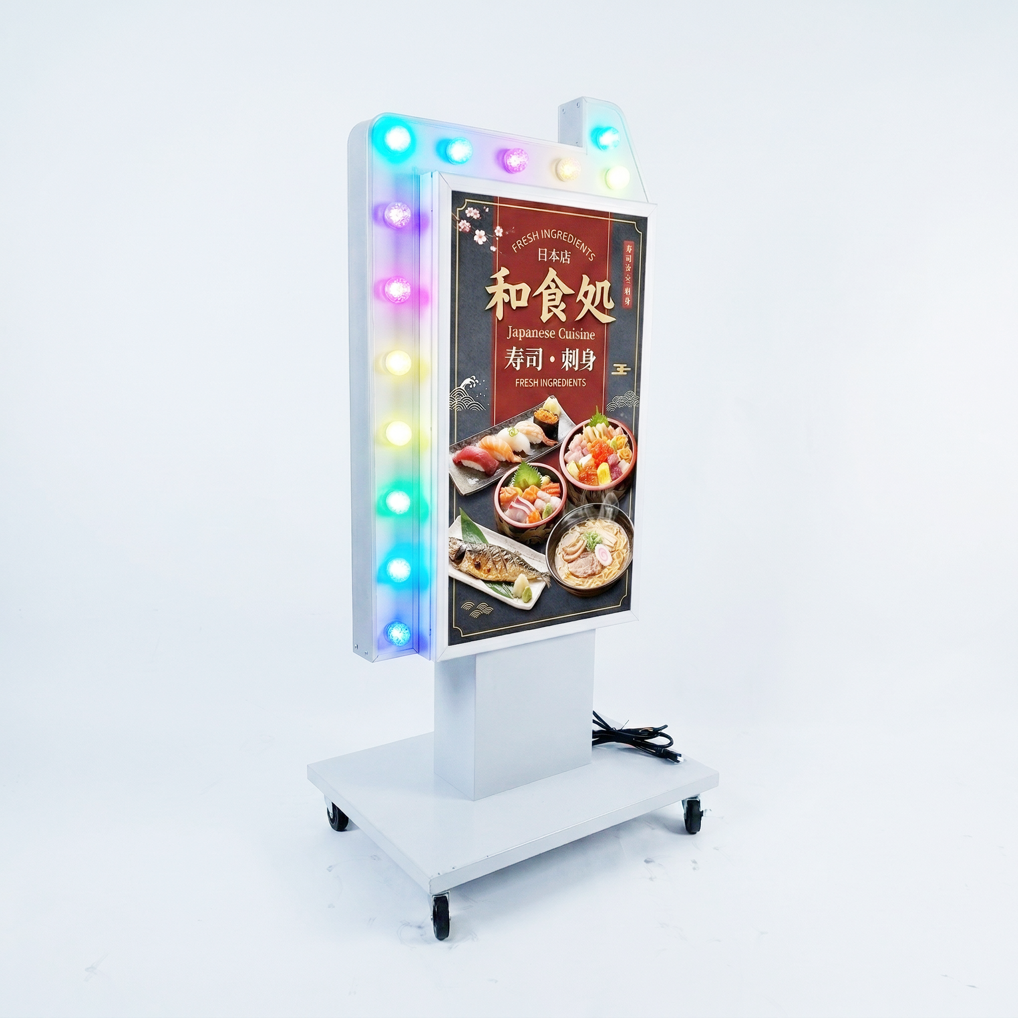 LED矢印点滅電飾看板 電飾スタンド看板 両面表示 高さ1500mm 看板 店舗用看板 LED照明付き 屋外用 スタンド看板 貼り込み式 yds-n1500